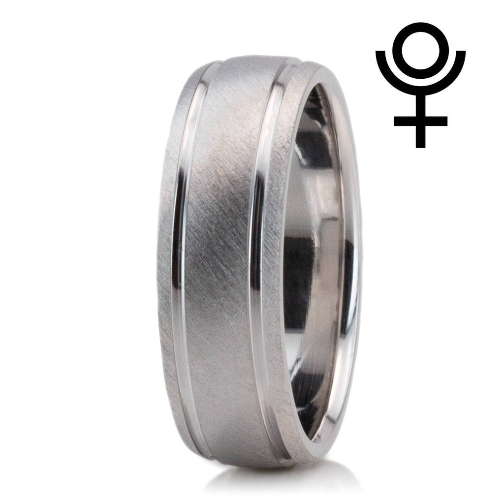 Light Comfort Satin-Finished with Parallel Grooves Carved Design Band