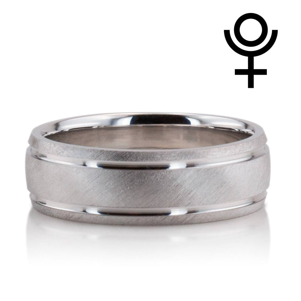 Light Comfort Satin-Finished with Parallel Grooves Carved Design Band