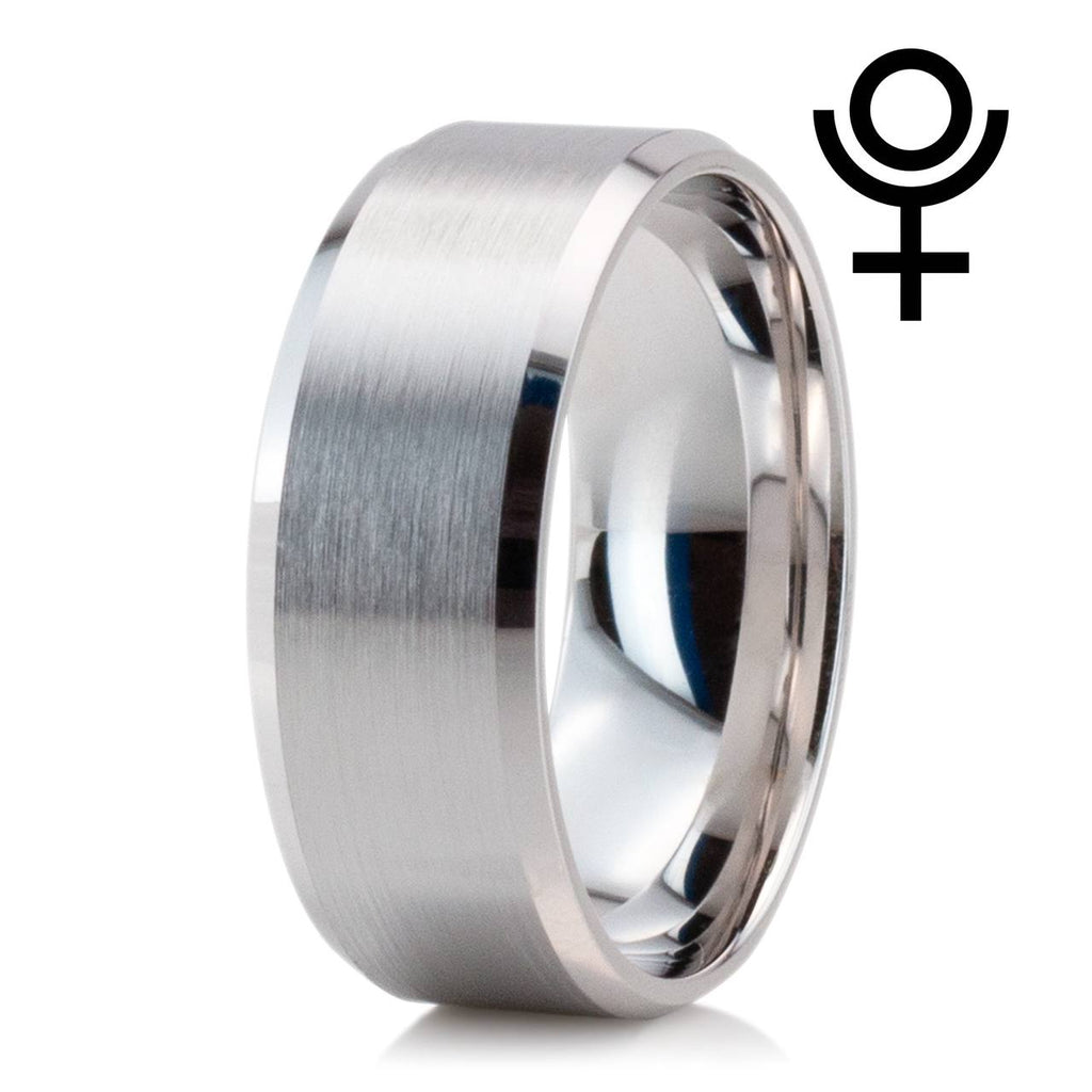 Beveled Edge Matte Wedding Ring, (silver 925)