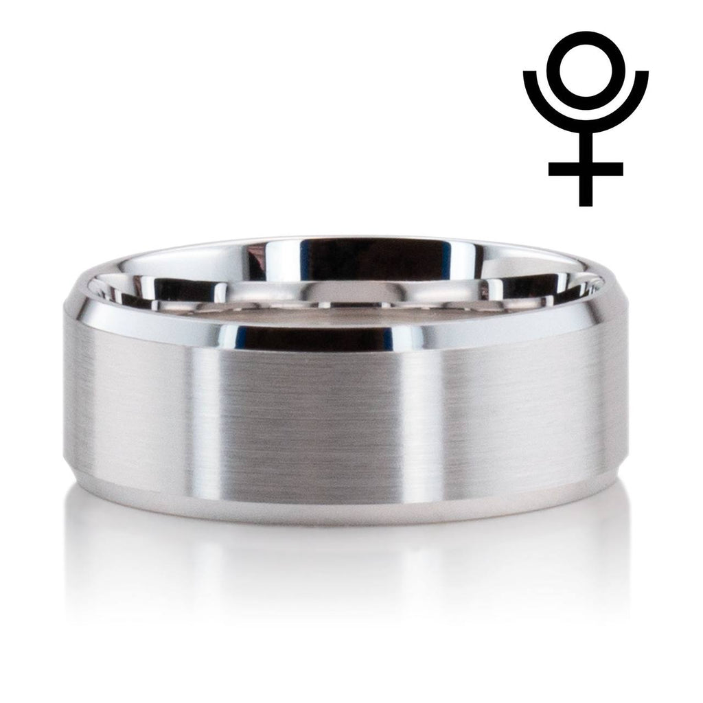 Beveled Edge Matte Wedding Ring, (silver 925)