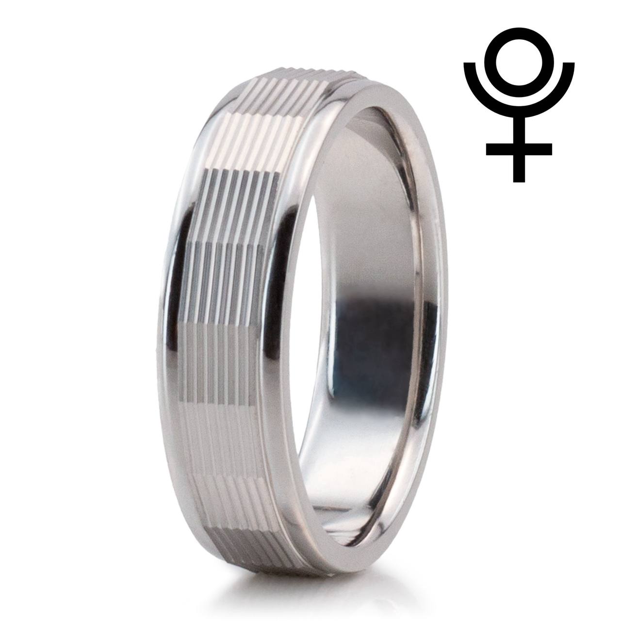 Brushed Grooved Tungsten Carbide Ring