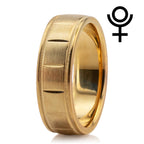 Diagonal Cut Mil Diamond Carved Wedding Band – Satin Finish