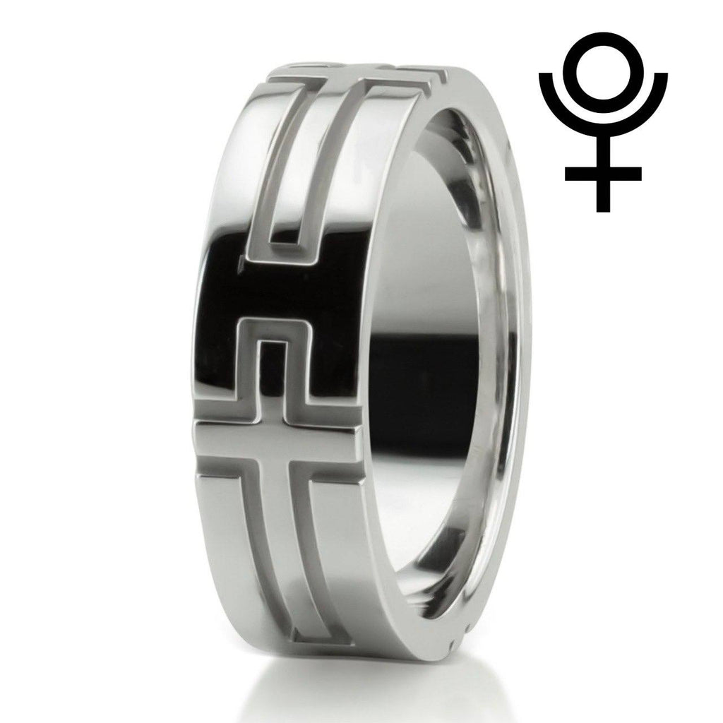 Christian Cross Design Wedding Band – Satin Finish with Polished Edges, 6mm