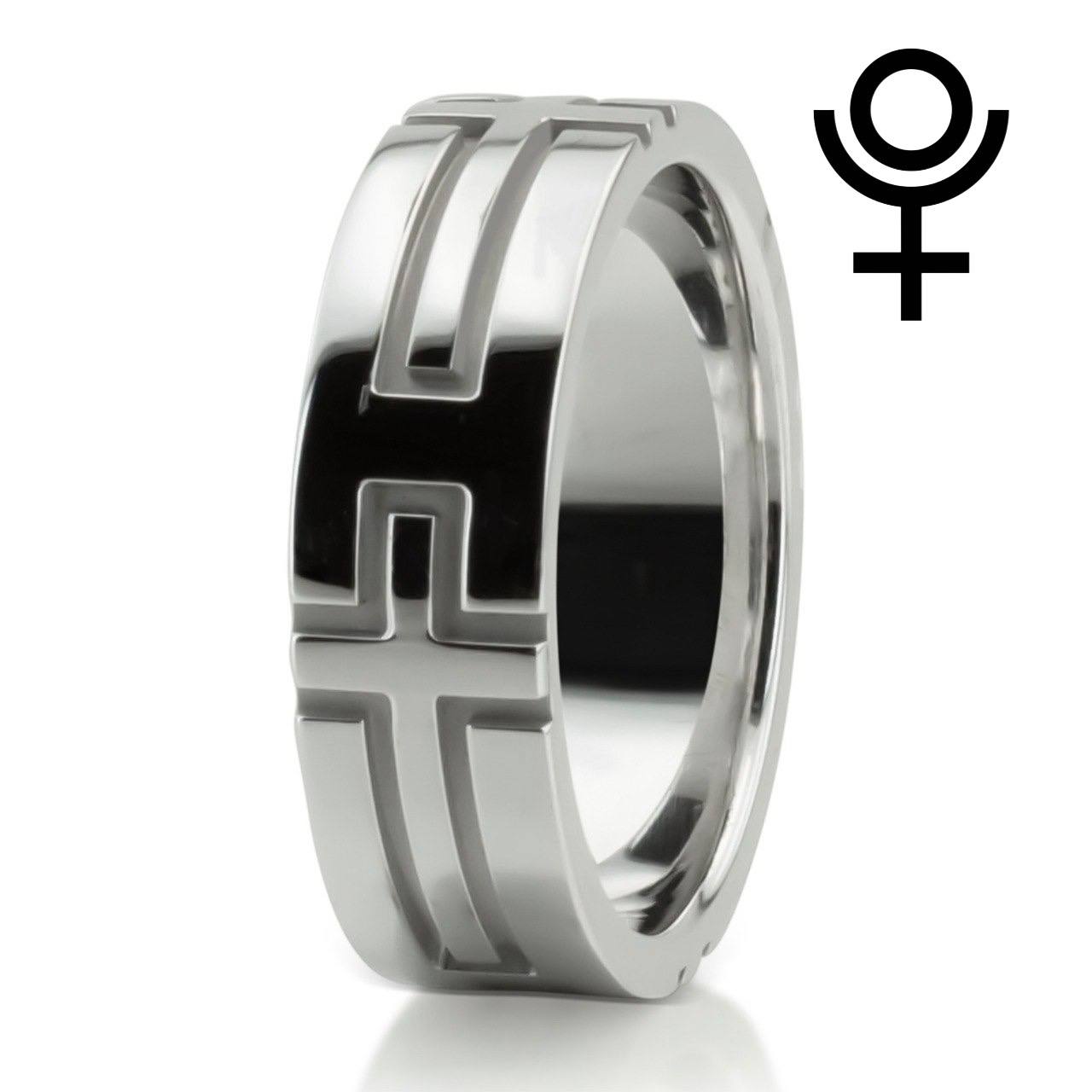 Christian Cross Design Wedding Band – Satin Finish with Polished Edges, 6mm