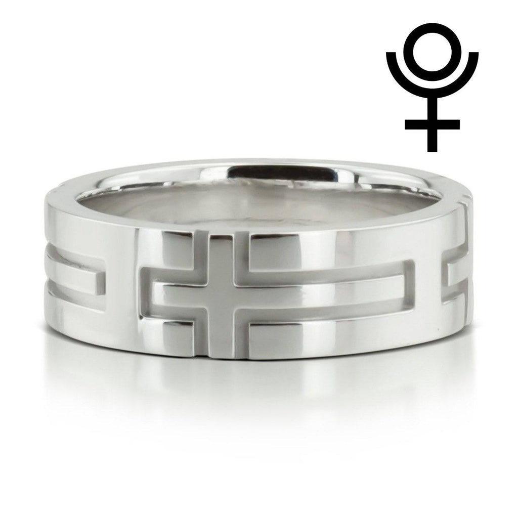 Christian Cross Design Wedding Band – Satin Finish with Polished Edges, 6mm