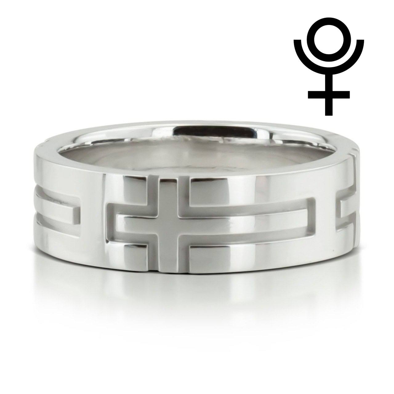 Christian Cross Design Wedding Band – Satin Finish with Polished Edges, 6mm