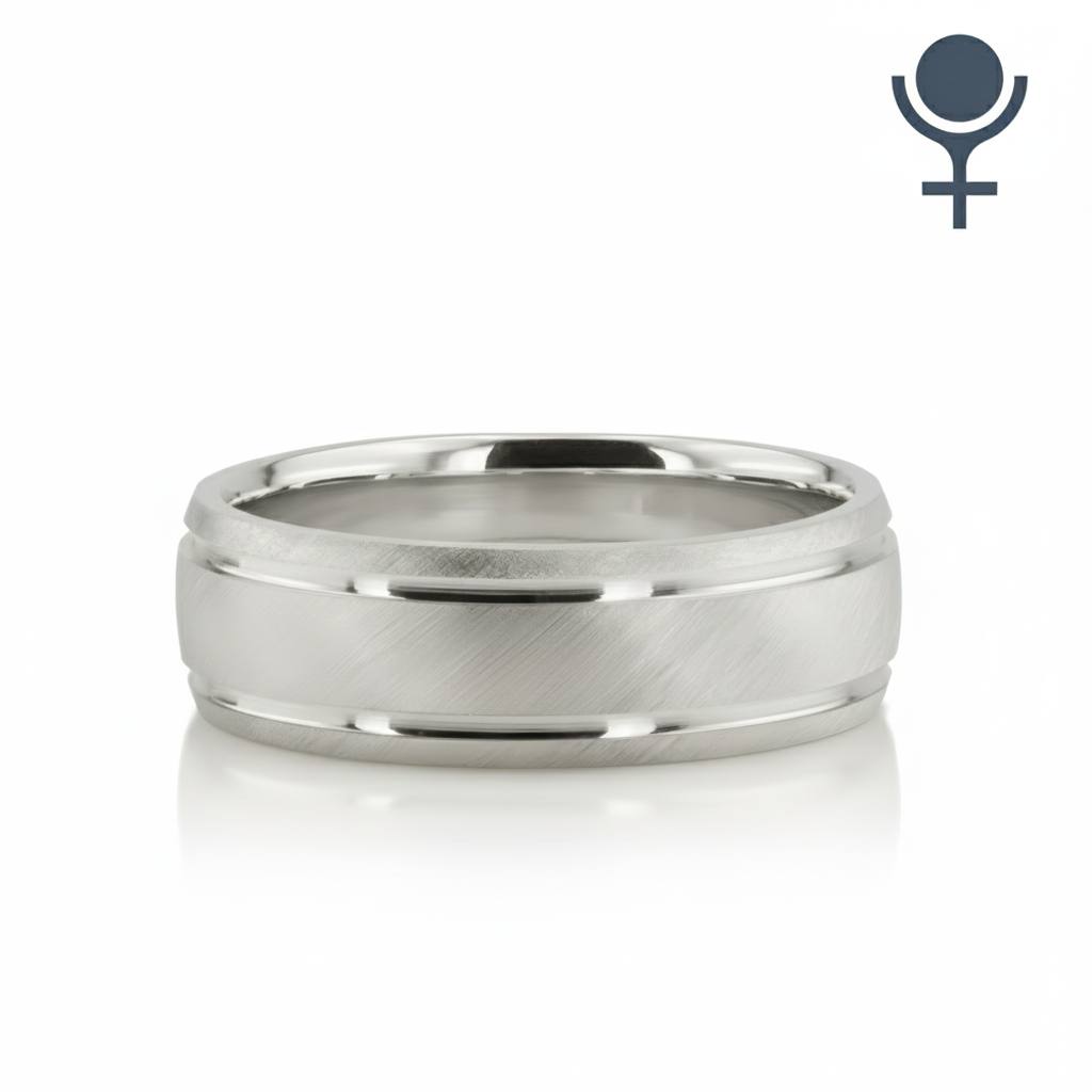 Light Comfort Satin-Finished with Parallel Grooves Carved Design Band 6MM