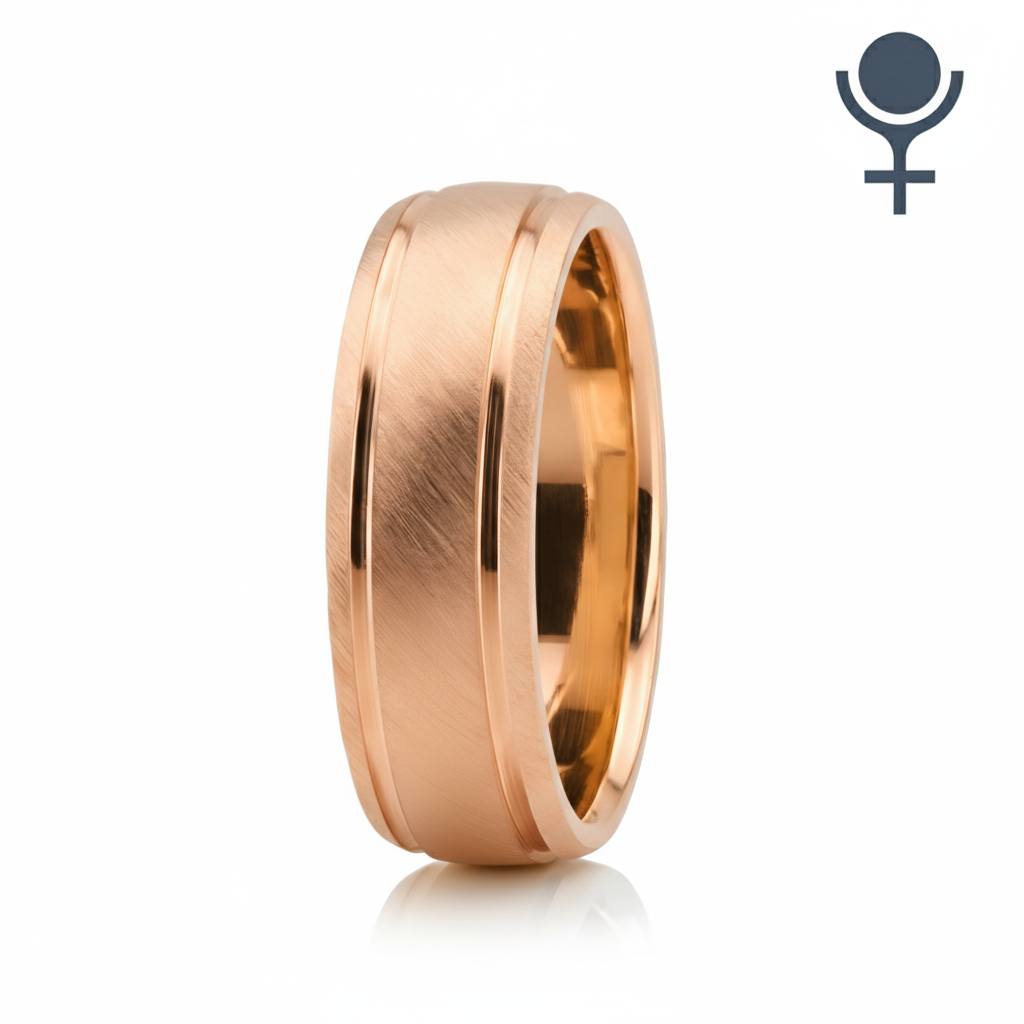 Light Comfort Satin-Finished with Parallel Grooves Carved Design Band 6MM