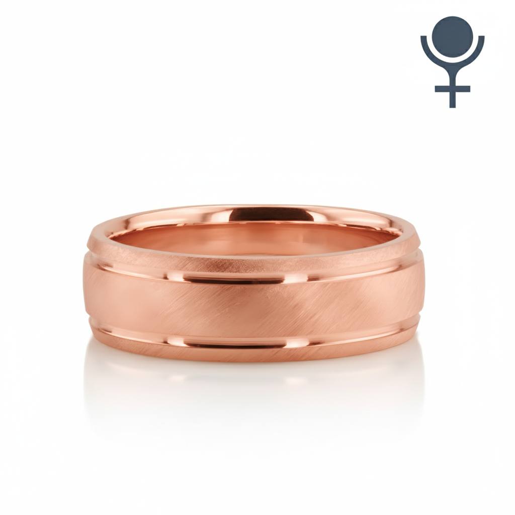 Light Comfort Satin-Finished with Parallel Grooves Carved Design Band 6MM