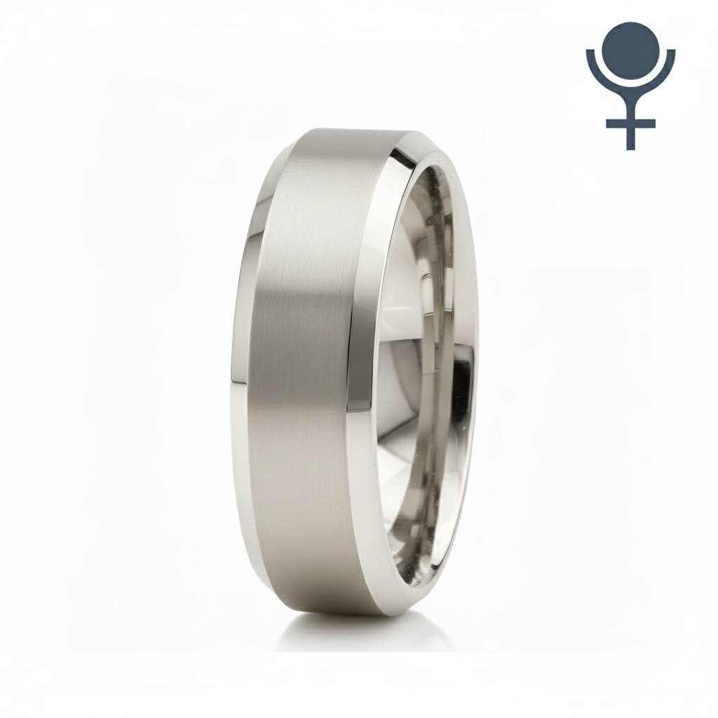 Beveled Edge Matte Wedding Ring 3MM