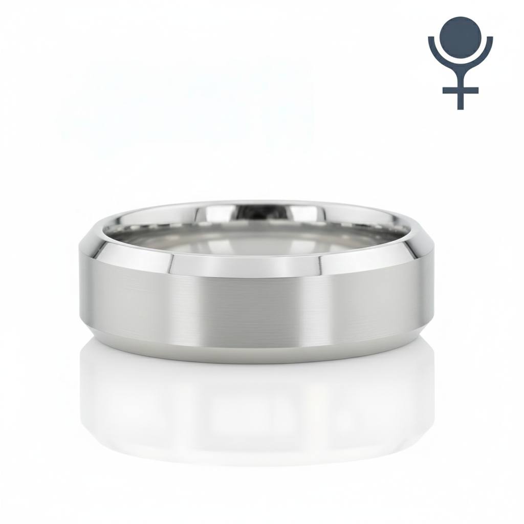 Beveled Edge Matte Wedding Ring 3MM