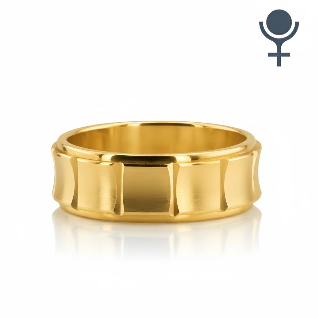 Concave Grooved Wedding Ring 7MM