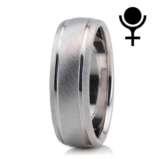 Light Comfort Satin-Finished with Parallel Grooves Carved Design Band