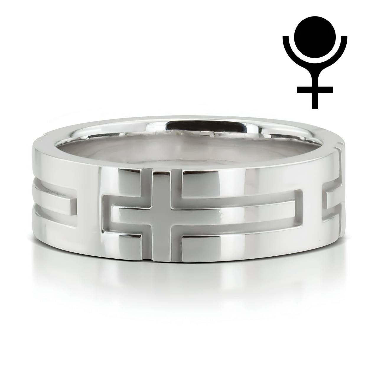 Christian Cross Design Wedding Band – Satin Finish with Polished Edges, 6mm