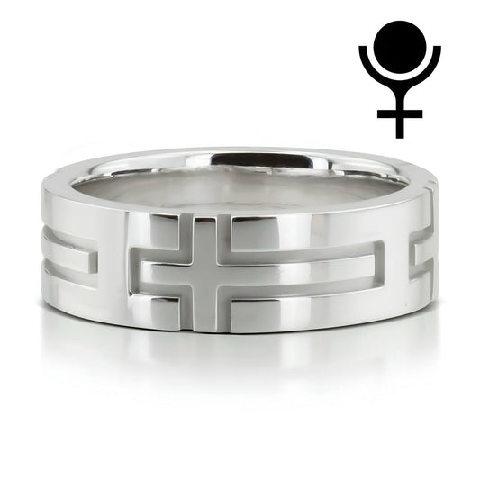 Christian Cross Design Wedding Band – Satin Finish with Polished Edges, 6mm