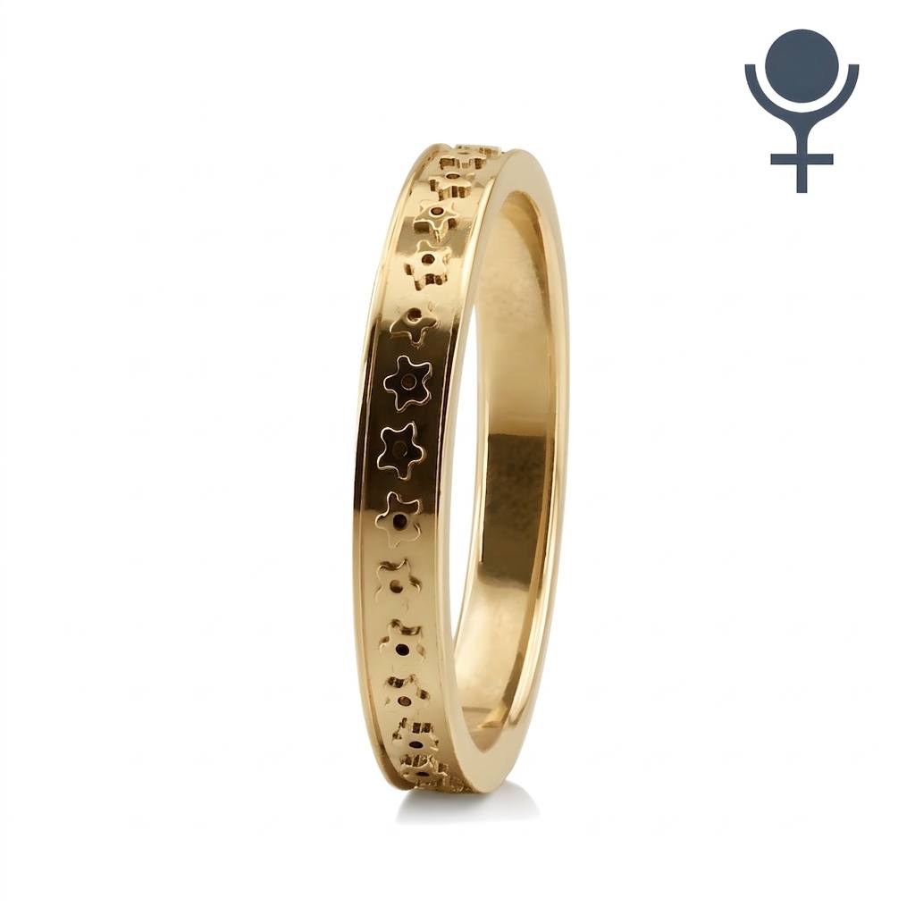 Flower Carved Wedding Ring 3.5MM