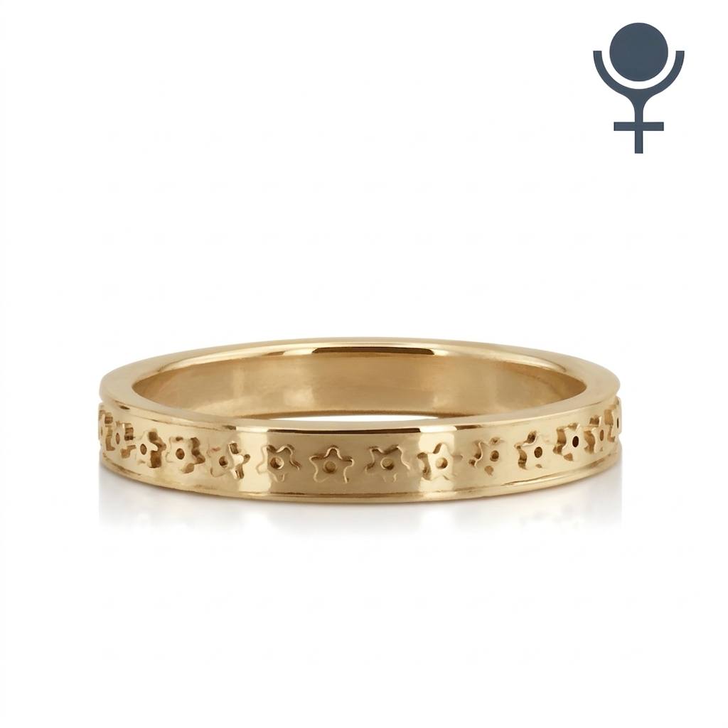 Flower Carved Wedding Ring 3.5MM