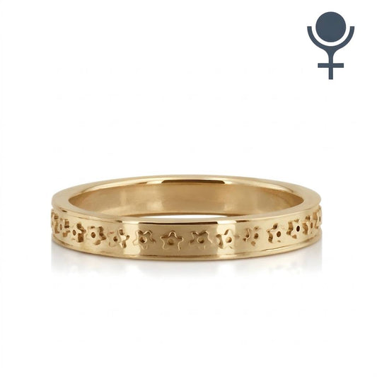 Flower Carved Wedding Ring 3.5MM