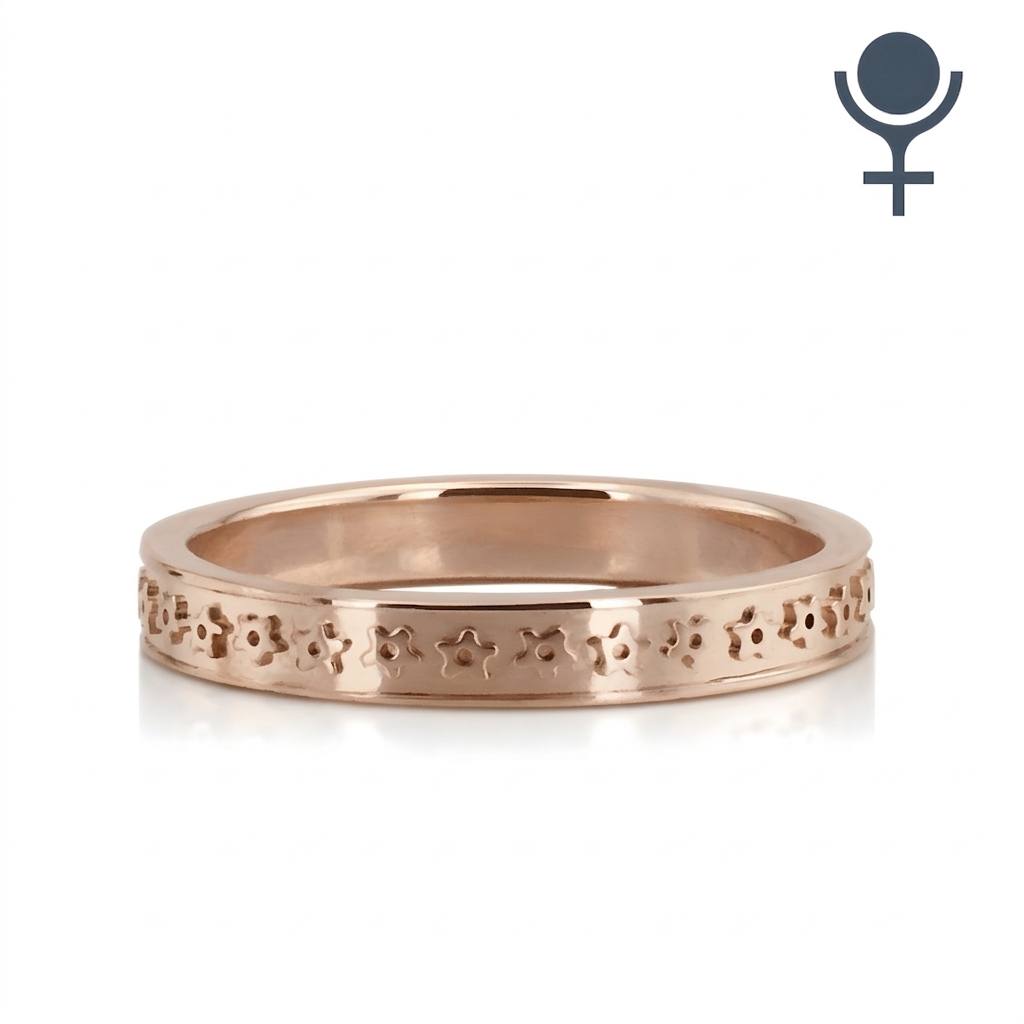 Flower Carved Wedding Ring 3.5MM