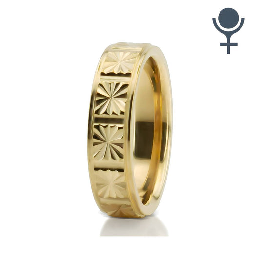 Elegant Star Design Wedding Ring 6MM