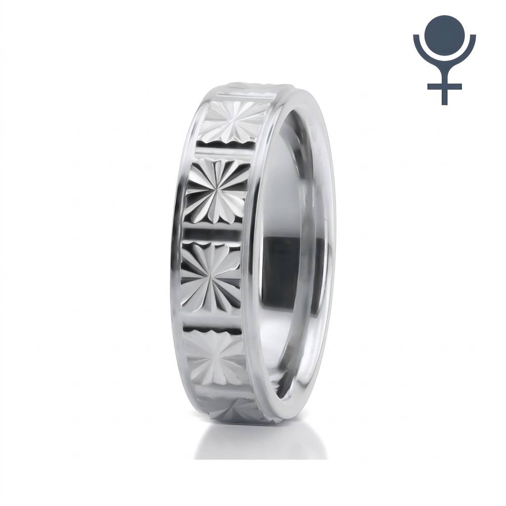 Elegant Star Design Wedding Ring 6MM